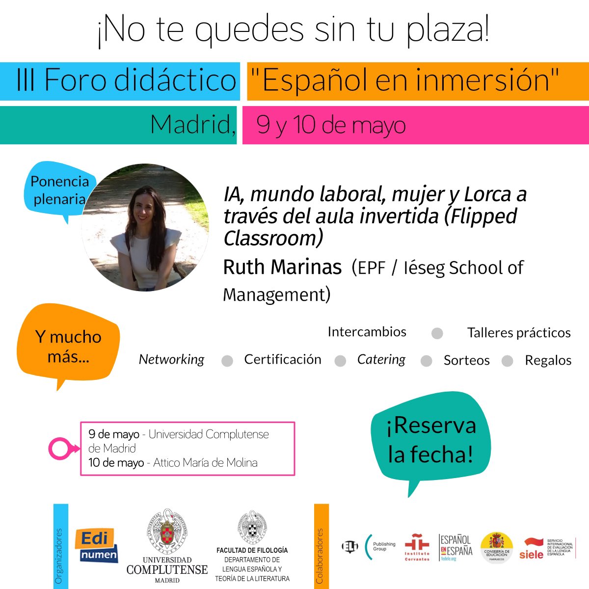 Editorial Edinumen (@edinumen) on Twitter photo ▶️ TALLERES PRÁCTICOS del III Foro didáctico "Español en inmersión"
😀IA, mundo laboral, mujer y Lorca a través de la clase invertida
👤Ruth Marinas -EPF/Iéseg School of Management
🤝 <a href="/InstCervantes/">Instituto Cervantes</a> <a href="/ELI_Edizioni/">ELI Edizioni</a> <a href="/federacionele/">FEDELE</a> <a href="/FilologiaUCM/">Facultad de Filología de la UCM</a> <a href="/SIELE_org/">SIELE</a>
🔗 edinumen.es/materiales/for… ▶️ TALLERES PRÁCTICOS del III Foro didáctico "Español en inmersión"
😀IA, mundo laboral, mujer y Lorca a través de la clase invertida
👤Ruth Marinas -EPF/Iéseg School of Management
🤝 <a href="/InstCervantes/">Instituto Cervantes</a> <a href="/ELI_Edizioni/">ELI Edizioni</a> <a href="/federacionele/">FEDELE</a> <a href="/FilologiaUCM/">Facultad de Filología de la UCM</a> <a href="/SIELE_org/">SIELE</a>
🔗 edinumen.es/materiales/for…