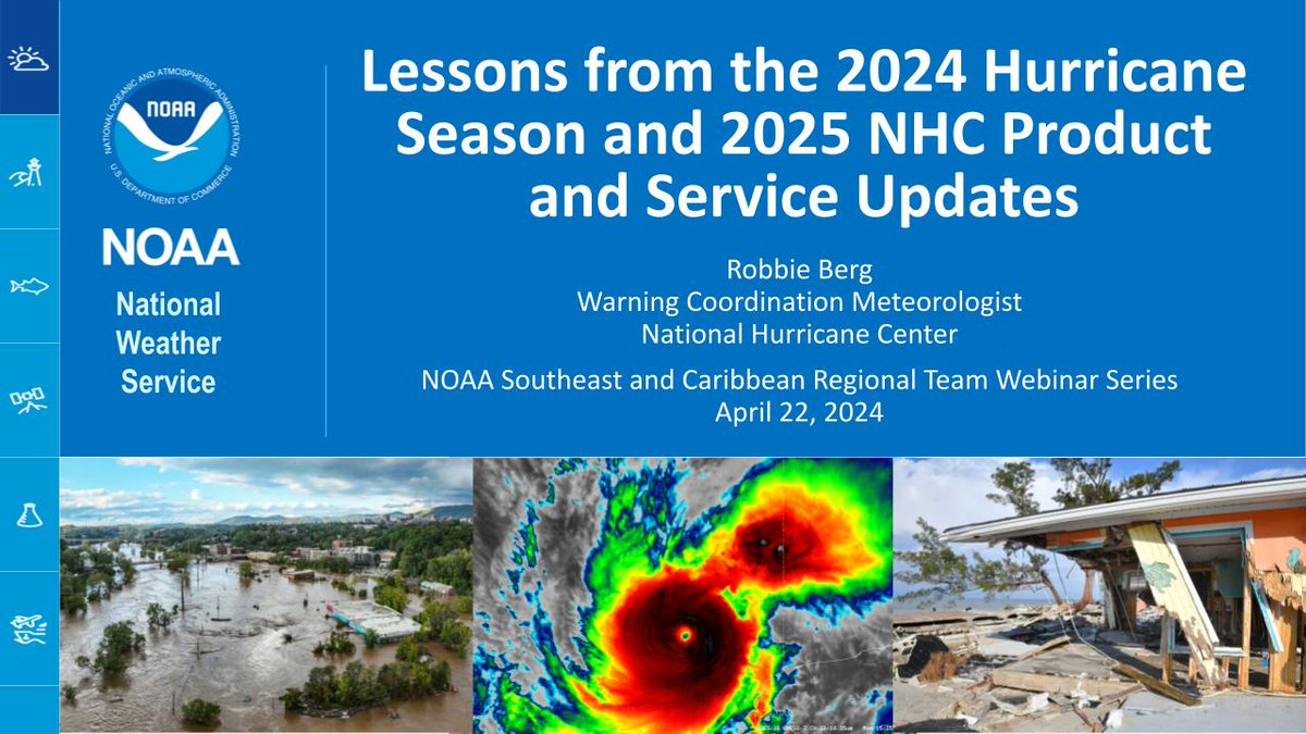 NWSNHC's tweet image. If you missed yesterday's @NOAA hurricane awareness webinar or are interested in seeing the materials again, the recording and slide deck are now available online.
Webinar recording: youtube.com/watch?v=2-qkSB…
Slides: nhc.noaa.gov/outreach/prese…