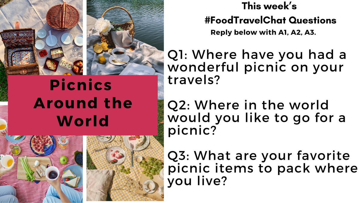 Our Tasty Travels (@ourtastytravels) on Twitter photo Celebrate #NationalPicnicDay talking Picnics Around the World on #FoodTravelChat. Reply to questions w/ “Quote"+#FoodTravelChat so we see it.
Follow host <a href="/carollivestoeat/">Carol Vu</a>, @adventuringgal <a href="/ChrisPappinMCC/">Christine & Gary Pappin Dream Vacations</a>, <a href="/ourtastytravels/">Our Tasty Travels</a> & on Bluesky/Instagram @real_food_traveler Celebrate #NationalPicnicDay talking Picnics Around the World on #FoodTravelChat. Reply to questions w/ “Quote"+#FoodTravelChat so we see it.
Follow host <a href="/carollivestoeat/">Carol Vu</a>, @adventuringgal <a href="/ChrisPappinMCC/">Christine & Gary Pappin Dream Vacations</a>, <a href="/ourtastytravels/">Our Tasty Travels</a> & on Bluesky/Instagram @real_food_traveler