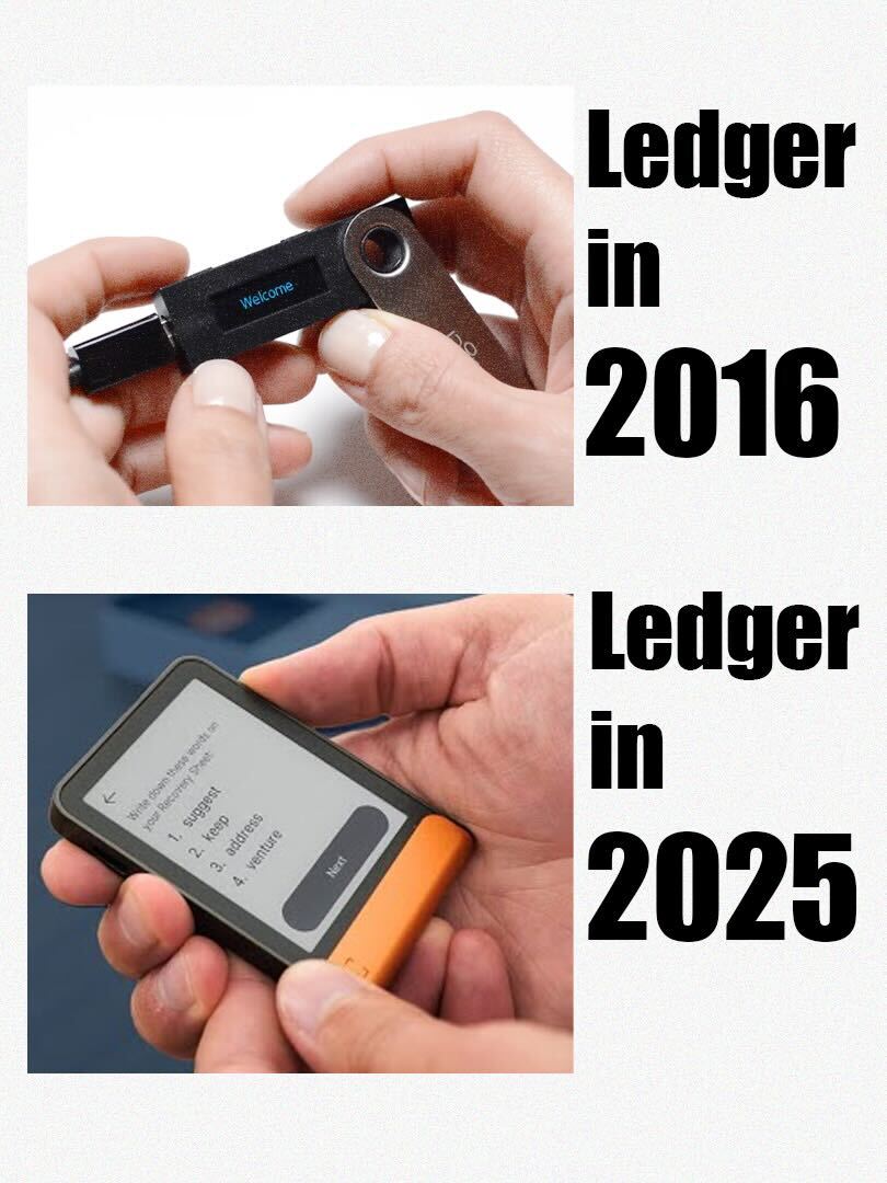 Ledger's tweet image. 🚨Ledger Flex Giveaway Alert!🚨

What did you look like in 2016?

Remember when 1 BTC wouldn’t even buy you a decent laptop? That’s when we dropped the Ledger Nano S, self-custody in its most iconic (and USB-looking) form. A true OG.

Fast forward to 2025: we’ve come a long way.…