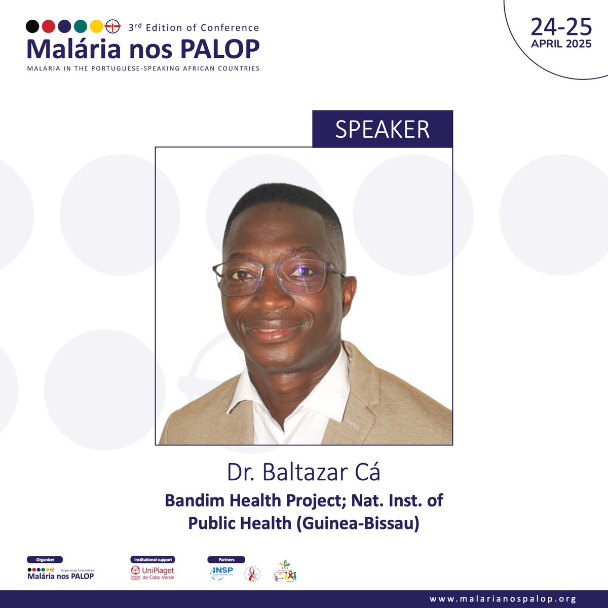 🎤 Orador confirmado / Confirmed speaker: Dr. Baltazar Cá, 🧑‍🔬 researcher with affiliations to the Bandim Health Project and the National Institute of Public Health in 🇬🇼 Guinea-Bissau.

#MalarianosPALOP #Malaria #PALOP #CaboVerde