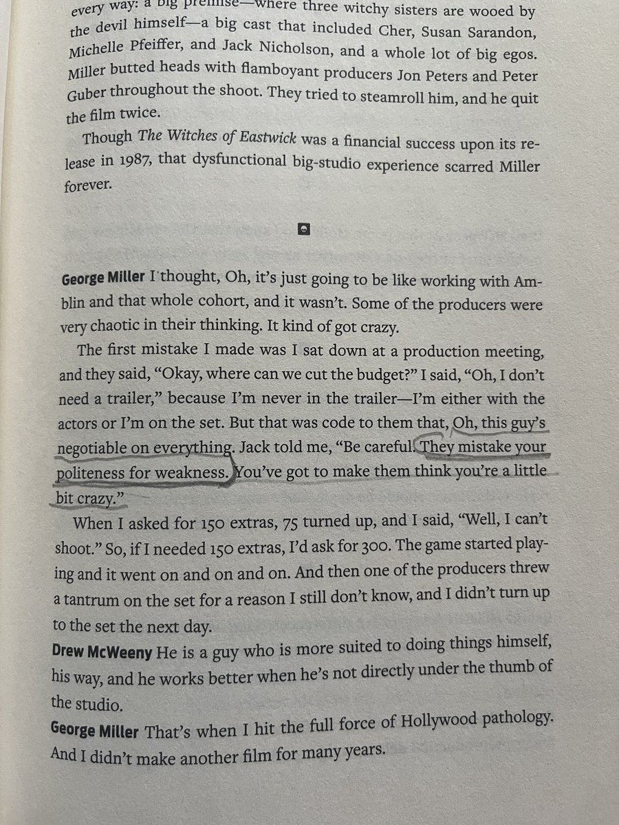 Jack Nicholson dando una masterclass a George Miller durante ‘Las brujas de Eastwick’