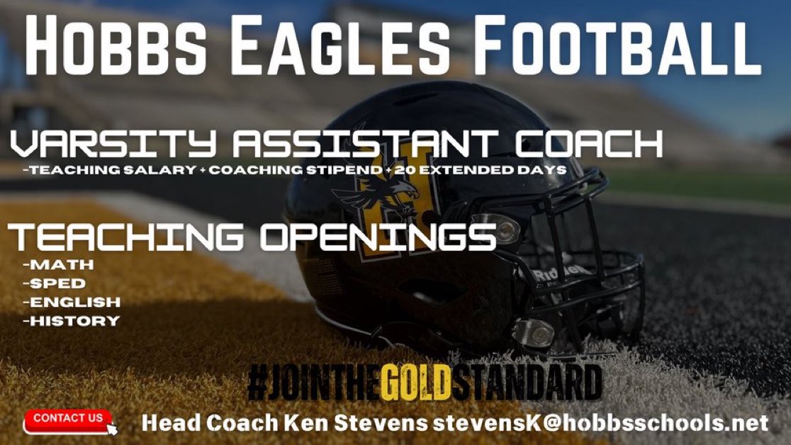 Still on the hunt! Contact Head coach <a href="/coachKStevens/">Ken Stevens</a> for more information! <a href="/Hobbs_Schools/">Hobbs Eagles</a> <a href="/HobbsAthletics/">Hobbs High Athletics</a>
