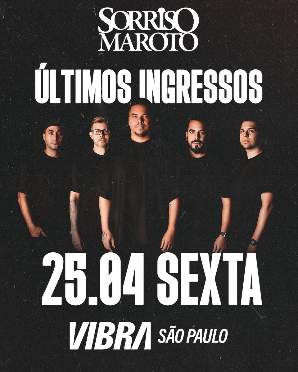Sorriso Maroto (@sorrisomaroto) on Twitter photo ATENÇÃO, turma de Sampa!!! 💥
Essa sexta, dia 25 de Abril, tem Sorriso no palco do <a href="/vibrasaopaulo/">Vibra São Paulo</a> e a contagem regressiva tá ON! 😎🎶
Os últimos ingressos já estão quase esgotados, então corre e garante o seu enquanto ainda dá tempo. Bora!!! 🙌
uhuu.com/evento/sp/sao-… ATENÇÃO, turma de Sampa!!! 💥
Essa sexta, dia 25 de Abril, tem Sorriso no palco do <a href="/vibrasaopaulo/">Vibra São Paulo</a> e a contagem regressiva tá ON! 😎🎶
Os últimos ingressos já estão quase esgotados, então corre e garante o seu enquanto ainda dá tempo. Bora!!! 🙌
uhuu.com/evento/sp/sao-…