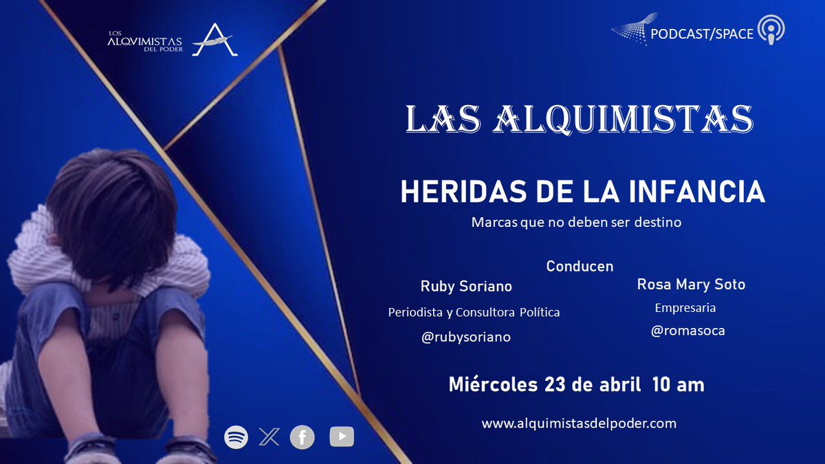🎙️HOY a las 10 am l@s esperamos #LasAlquimistas #PodcastSpace <a href="/romasoca/">rosa mary soto</a> y <a href="/rubysoriano/">Ruby Soriano</a> con la #AgendaEmocional que nos trae un tema muy sensible 👇📻
x.com/i/spaces/1mrxm…