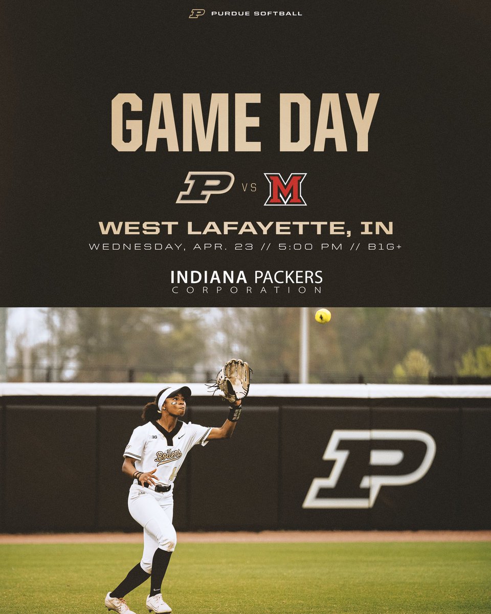 Purdue Softball (@purduesoftball) on Twitter photo It's a midweek match up presented by <a href="/IndianaPackers/">Indiana Packers Corp</a> π€
π Join us for Student Appreciation Day with $2 hot dogs and beer deals!
π Miami (OH)
β° 5:00 PM ET
πΊ B1G+
π boile.rs/MiamiOH
#BoilerUpπ It's a midweek match up presented by <a href="/IndianaPackers/">Indiana Packers Corp</a> π€
π Join us for Student Appreciation Day with $2 hot dogs and beer deals!
π Miami (OH)
β° 5:00 PM ET
πΊ B1G+
π boile.rs/MiamiOH
#BoilerUpπ