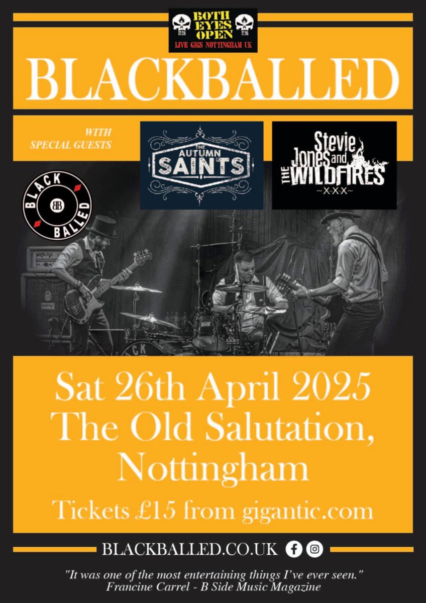 The Autumn Saints (@autumnsaints) on Twitter photo Alright! This Saturday April 26th we are playing The Old Salutation Inn, Nottingham with <a href="/blackballeduk/">blackballed</a> and Stevie Jones and The Wildfires
Let’s have a fab payday weekend together!
🤠❤️🎸
Photo by Neil Matthews Music Bragg
Tickets here: gigantic.com/blackballed-ti… Alright! This Saturday April 26th we are playing The Old Salutation Inn, Nottingham with <a href="/blackballeduk/">blackballed</a> and Stevie Jones and The Wildfires
Let’s have a fab payday weekend together!
🤠❤️🎸
Photo by Neil Matthews Music Bragg
Tickets here: gigantic.com/blackballed-ti…