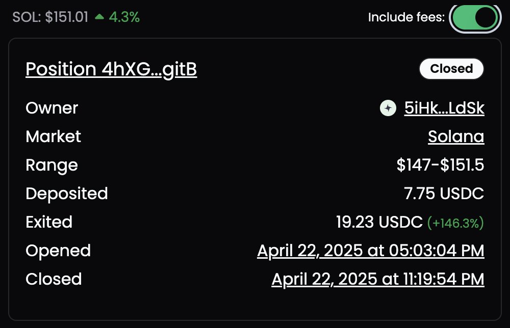146% in 6 hrs for one of our users. 

People keep asking when they can do it more size - we're working on getting more users and more OI to create more liquidity. 

The beauty of <a href="/TradeOnParsa/">Parsa</a> is as it scales in market size, the opportunity grows for users too. Yields for the itm