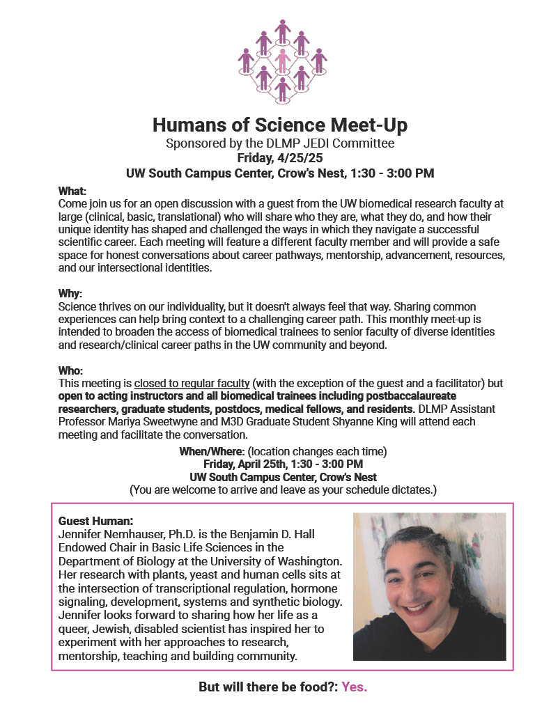 Humans of Science is a trainee-centered discussion series where local biomedical faculty share how their identity has shaped their career, sparking open conversations about mentorship, career paths, and inclusivity. Clinical and research trainees at all stages are welcome.