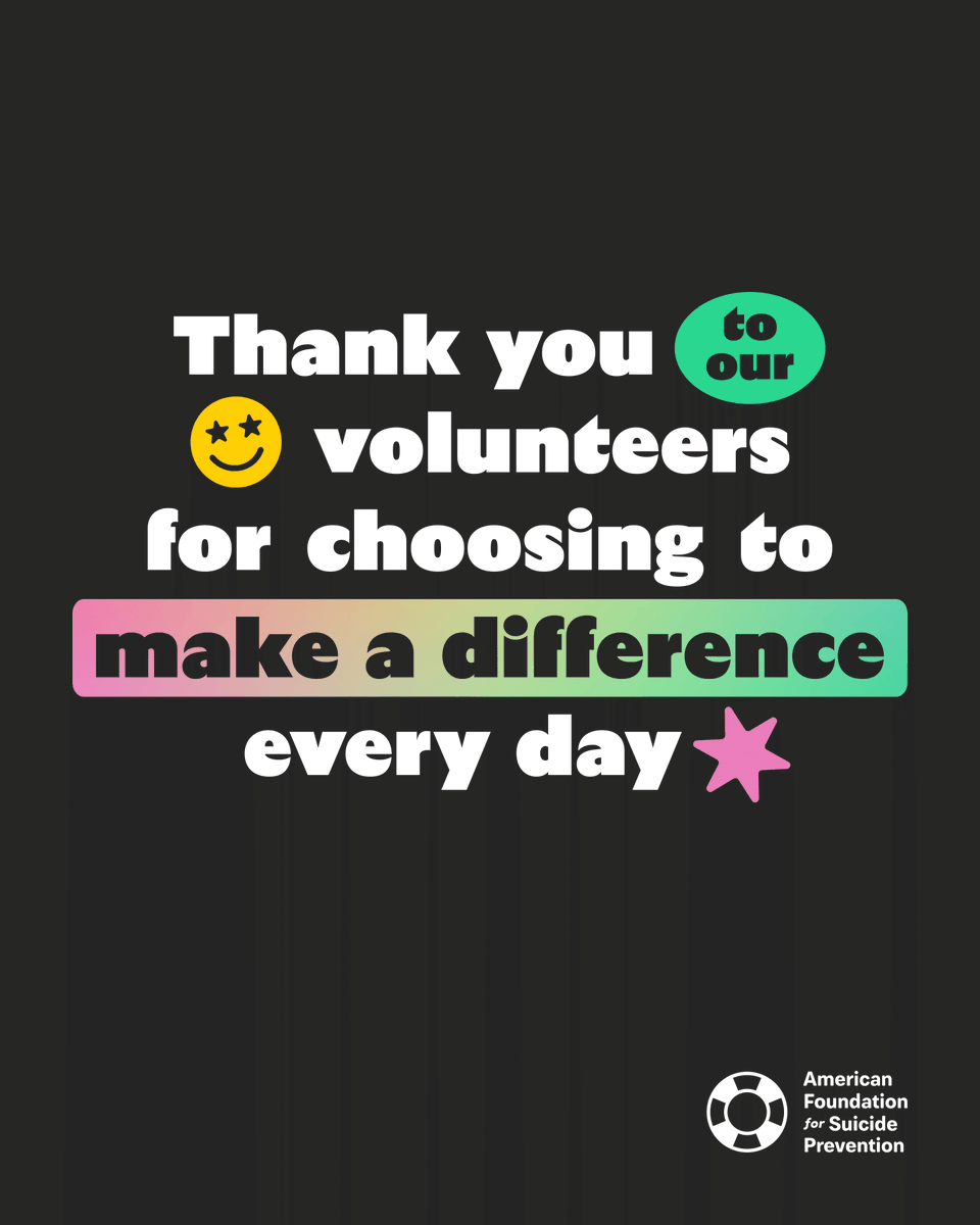 We're committed to celebrating and honoring our volunteers this #NationalVolunteerWeek and beyond. Join thousands who share your passion for saving lives and bringing hope to
those affected by suicide. Become an AFSP Illinois volunteer: afspvolunteer.org #NVW