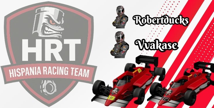 Hispania Racing Team (@hrt__gt) on Twitter photo Tercera jornada liga spartan🇪🇸
⏱️22:30
📍Barcelona - circuit de Catalunya 
👤Robertducks (26). 👤vvakase (23)
🏎️F1500T-A
#hrt #hrtpower Tercera jornada liga spartan🇪🇸
⏱️22:30
📍Barcelona - circuit de Catalunya 
👤Robertducks (26). 👤vvakase (23)
🏎️F1500T-A
#hrt #hrtpower