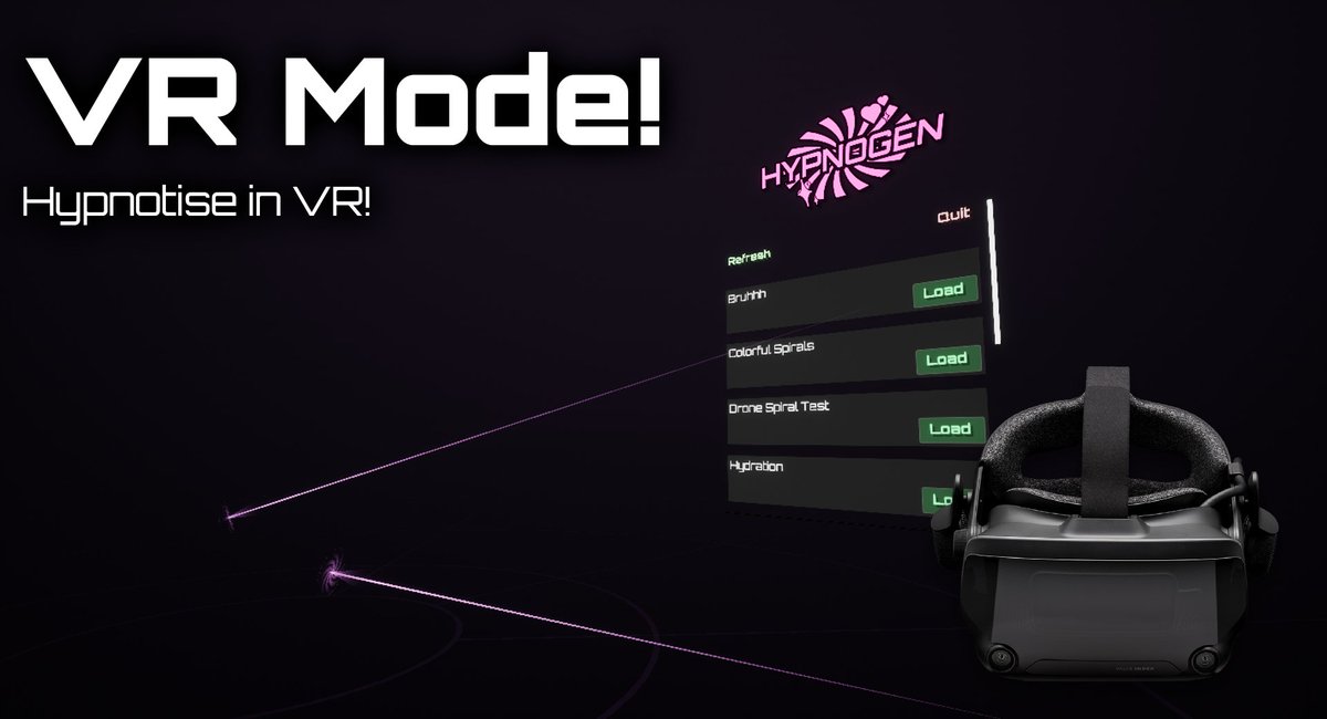 🎉HYPNOGEN OUT NOW!🎉

HypnoGen is an Hypnotic spiral generator created for VR and Desktop! 

With the extremely easy and flexible editor you can easily create any spirals you wish and share them with anyone!

Get it for free on Itch 👉 bounddevvr.itch.io/hypnogen