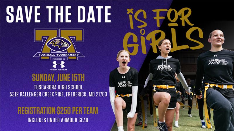 Ravens Community (@ravenscommunity) on Twitter photo Big news, #RavensFlock
The <a href="/Ravens/">Baltimore Ravens</a> are hosting their first-ever Girls Flag 7-on-7 event!
📍 Baltimore
📅 June 15
🎽 Powered by <a href="/UnderArmour/">Under Armour</a>
Let’s go, ladies — time to compete! 🏈💪
Coaches, register today: forms.office.com/r/ds57s69da1 Big news, #RavensFlock
The <a href="/Ravens/">Baltimore Ravens</a> are hosting their first-ever Girls Flag 7-on-7 event!
📍 Baltimore
📅 June 15
🎽 Powered by <a href="/UnderArmour/">Under Armour</a>
Let’s go, ladies — time to compete! 🏈💪
Coaches, register today: forms.office.com/r/ds57s69da1