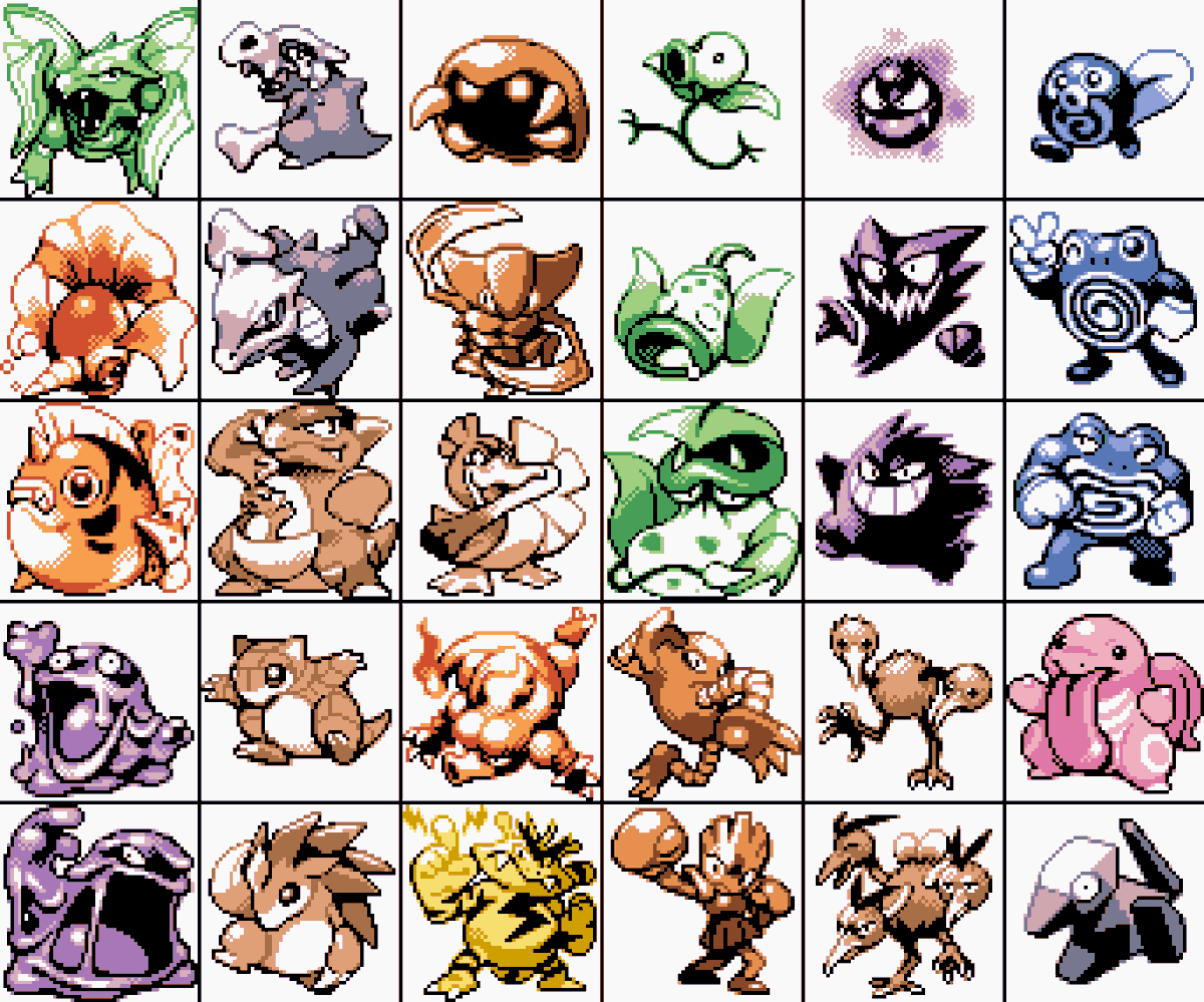 Caliginous_arts's tweet photo. A bunch of Gen 1 resprites from awhile ago I never posted https://t.co/6V9i7sVVVT