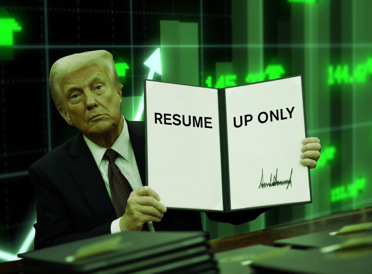 trumpsignsmeme's tweet photo. Executive Order: Resume up only 

$EO https://t.co/F2SM3nmfiT