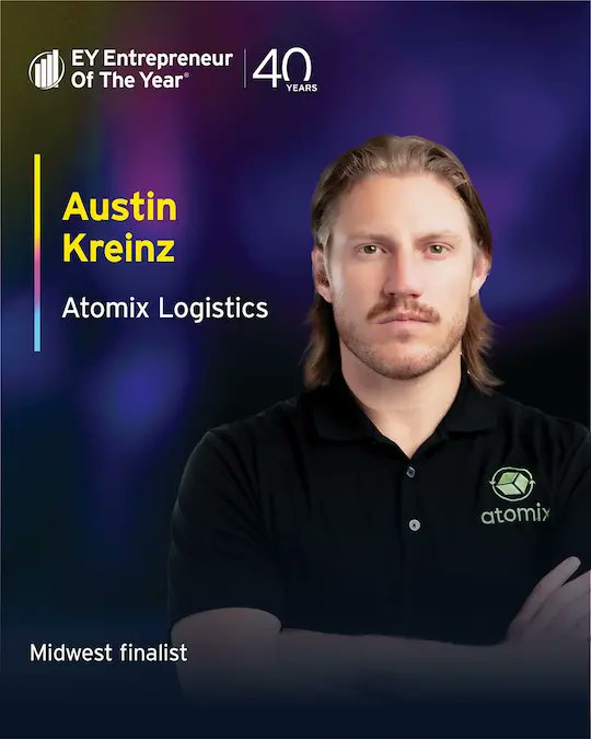 Atomix Fulfillment | DTC 3PL (@atomixlogistics) on Twitter photo <a href="/austinkreinz/">Austin-and-Atomix</a> , Founder and CEO of Atomix Logistics, is officially an EY Entrepreneur Of The Year® 2025 Midwest finalist!
This prestigious recognition celebrates Austin's entrepreneurial spirit, innovation, and dedication to reshaping logistics through customer-first solutions <a href="/austinkreinz/">Austin-and-Atomix</a> , Founder and CEO of Atomix Logistics, is officially an EY Entrepreneur Of The Year® 2025 Midwest finalist!
This prestigious recognition celebrates Austin's entrepreneurial spirit, innovation, and dedication to reshaping logistics through customer-first solutions