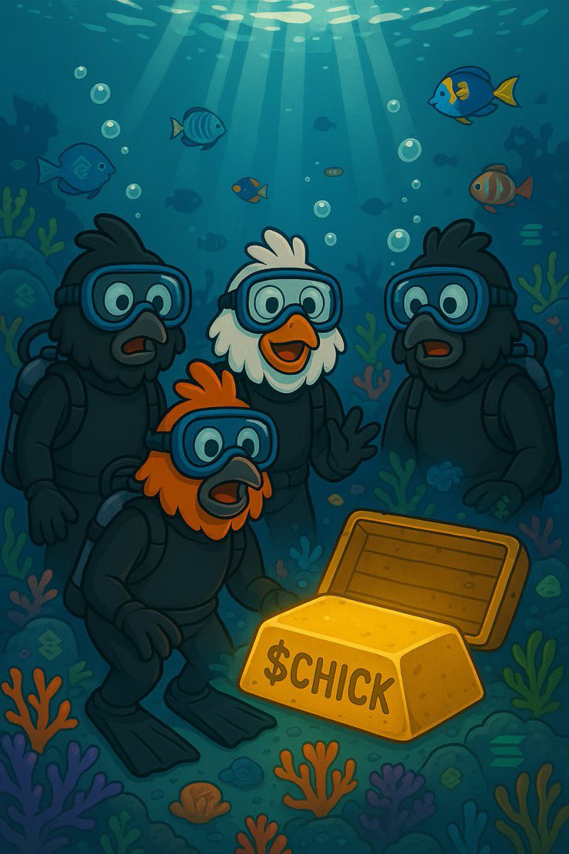 🐔💰 Epic dive for the chicken team!
They found the ultimate underwater treasure: a gold bar stamped $CHICK!
Who knew chickens could dive? 🐤🌊