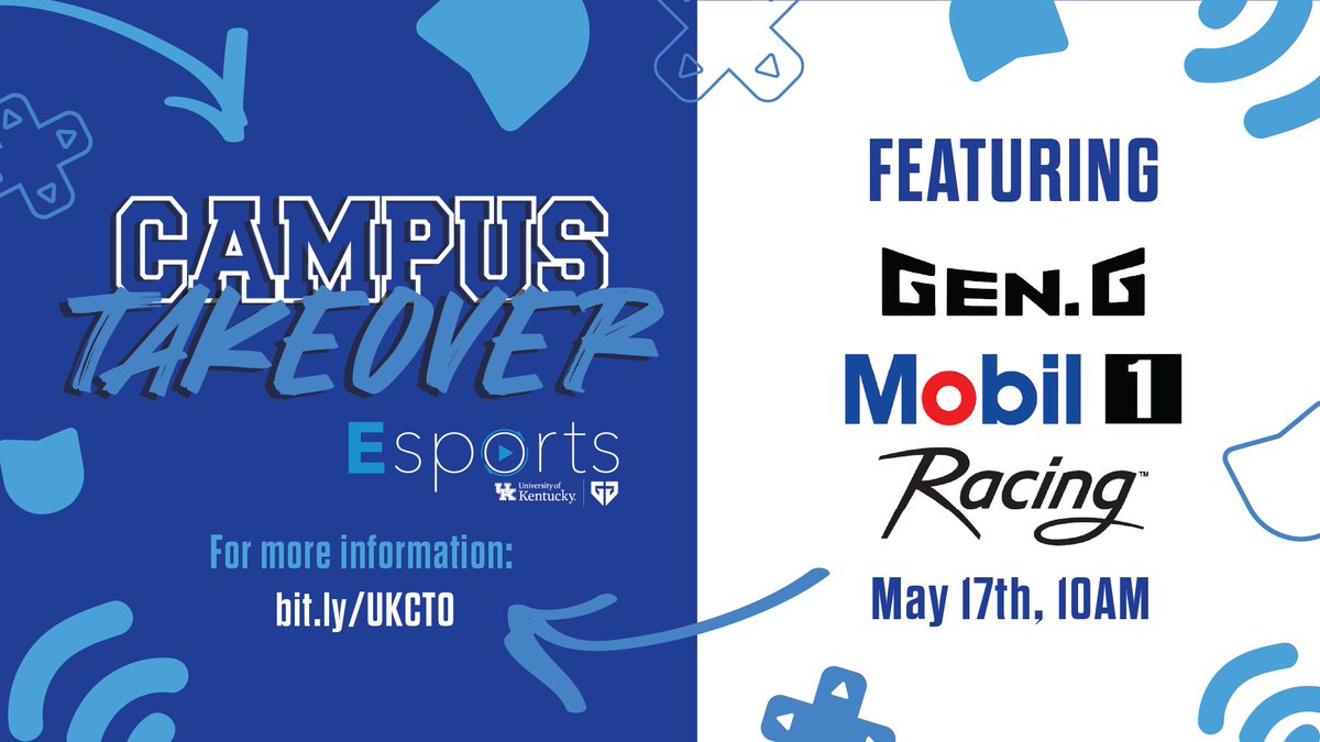 GenG's tweet photo. 🚨 Campus Takeover returns to @universityofky on May 17! 🚨

Perfect for esports enthusiasts looking to link with seasoned professionals! Stop by CTO for:

🏎️ GGM1 RLCS Team meet & greets
🤝 Esports industry Q&As + Networking
🎮 Showmatches featuring @ukyesports & GGM1
📌 For more info: https://t.co/Qjsz38sY3R

Attendance is FREE & we hope to see you there! 🐯