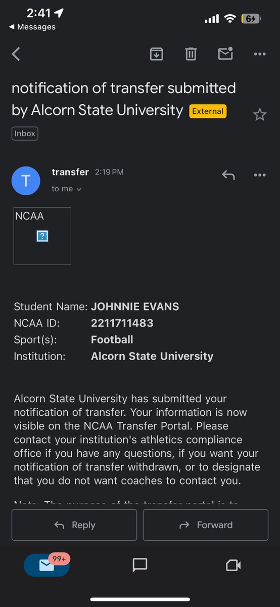Thank you Alcorn state for all the love and support you showed me coming out of high school, treated me like family and build me to a person I am today. 

I will be entering the Transfer Portal with 3 years of eligibility left. 

Film will be sent out to coaches.