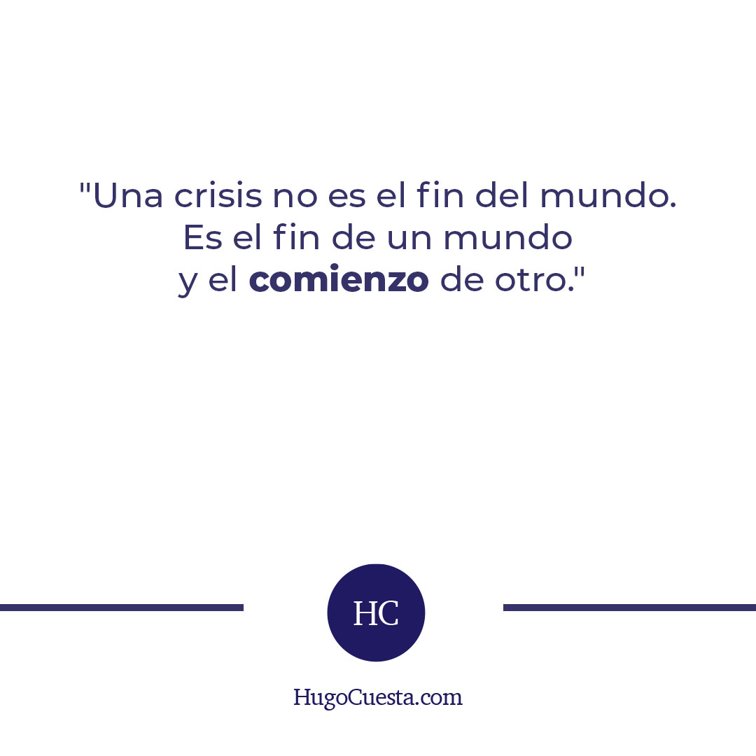 "Una crisis no es el fin del mundo. Es el fin de un mundo y el comienzo de otro."
Cuando algo dentro de ti no encaja, no ignores la señal. Escúchate. ✨

📖 Lee más en HugoCuesta.com