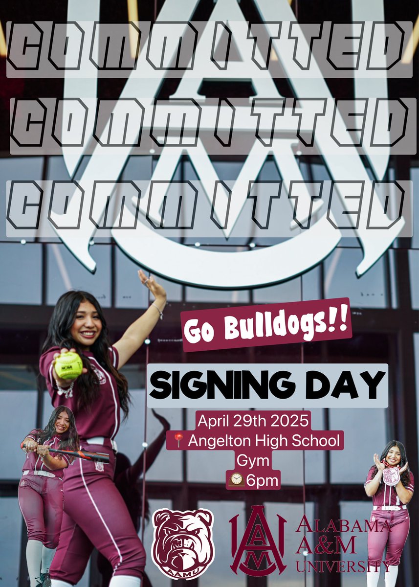 Lily Calderon (@lilycalderon_06) on Twitter photo Signing day!! ✍🏽April 29th 2025
📍<a href="/AngletonHS/">Angleton High School</a> gym
🕰️ 6pm
<a href="/IG_Jackson18u/">Impact Gold Jackson 18U🥎</a> <a href="/KcJackson00/">KC Jackson</a> <a href="/jazzvesely/">Jazz Jackson-Vesely</a> <a href="/_JJackson13/">Jordan Jackson</a>
<a href="/ImpactGoldOrg/">Impact Gold Fastpitch</a> <a href="/softball_dugout/">The Softball Dugout</a> <a href="/SoftbalAmerica/">Softball America</a> <a href="/SBRRetweets/">Softball Recruiting Reposts</a> <a href="/SoftballDown/">Down South Softball</a> <a href="/aamusoftball/">Alabama A&M Softball</a> <a href="/AAMU_Softball/">Alabama A&M Softball</a> <a href="/aamuedu/">Alabama A&M University</a> <a href="/BrianDaley001/">Coach B. Daley</a> <a href="/CoachRicoAAMUSB/">Coach Rico</a> <a href="/angletonsb/">Ladycat Softball</a> <a href="/AngletonHS/">Angleton High School</a> Signing day!! ✍🏽April 29th 2025
📍<a href="/AngletonHS/">Angleton High School</a> gym
🕰️ 6pm
<a href="/IG_Jackson18u/">Impact Gold Jackson 18U🥎</a> <a href="/KcJackson00/">KC Jackson</a> <a href="/jazzvesely/">Jazz Jackson-Vesely</a> <a href="/_JJackson13/">Jordan Jackson</a>
<a href="/ImpactGoldOrg/">Impact Gold Fastpitch</a> <a href="/softball_dugout/">The Softball Dugout</a> <a href="/SoftbalAmerica/">Softball America</a> <a href="/SBRRetweets/">Softball Recruiting Reposts</a> <a href="/SoftballDown/">Down South Softball</a> <a href="/aamusoftball/">Alabama A&M Softball</a> <a href="/AAMU_Softball/">Alabama A&M Softball</a> <a href="/aamuedu/">Alabama A&M University</a> <a href="/BrianDaley001/">Coach B. Daley</a> <a href="/CoachRicoAAMUSB/">Coach Rico</a> <a href="/angletonsb/">Ladycat Softball</a> <a href="/AngletonHS/">Angleton High School</a>