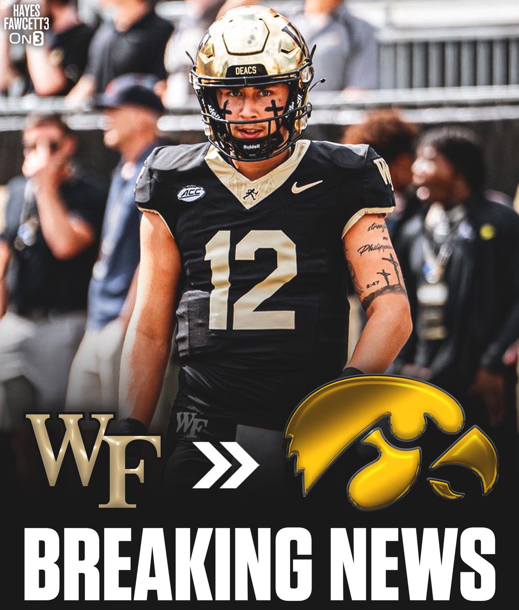 BREAKING: Wake Forest transfer QB Jeremy Hecklinski has Committed to Iowa, he tells @on3sports

The 6’0 190 QB will have 4 years of eligibility remaining 

2023 MaxPreps Georgia POTY, MaxPreps National POTY Finalist, &amp; was an Adidas All-American

on3.com/transfer-porta…