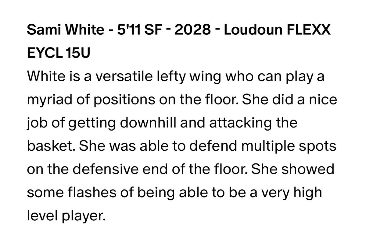 Sami White (@samiwhite2028) on Twitter photo Thank you <a href="/AsherScouting/">Asher Scouting</a> for the write up!! Hope you can catch some more games!
<a href="/loudounflexxgbb/">Loudoun FLEXX Girls Basketball</a>
<a href="/CaptainsGBBall/">LCHS Girls Basketball</a> Thank you <a href="/AsherScouting/">Asher Scouting</a> for the write up!! Hope you can catch some more games!
<a href="/loudounflexxgbb/">Loudoun FLEXX Girls Basketball</a>
<a href="/CaptainsGBBall/">LCHS Girls Basketball</a>