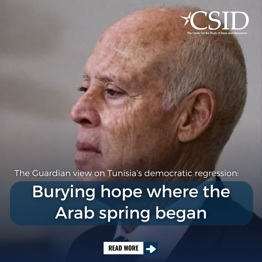 The Guardian view on Tunisia’s democratic regression:  Burying hope where the Arab spring began 

Tunisia wasn’t just the birthplace of the Arab spring. In 2021, a decade after the movement swept across the region, it remained a flickering yet precious beacon of democracy when