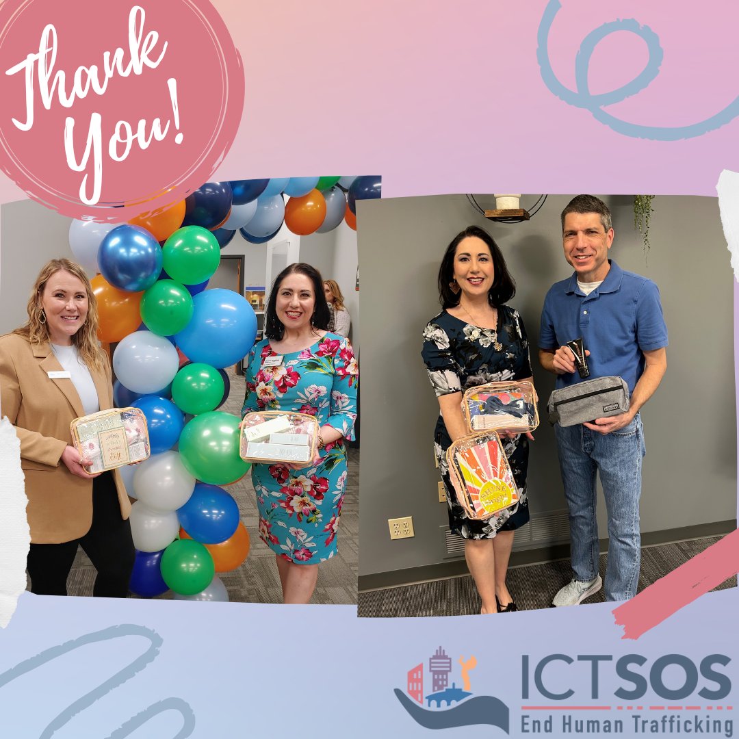 We are so thankful for Bill and Charissa and their incredible generosity! Their continuous support of ICT SOS means the world to us. Recently they brought facial cleanser gift sets for our Fresh Start Bags. These gift sets are so thoughtful and empowering for survivors.