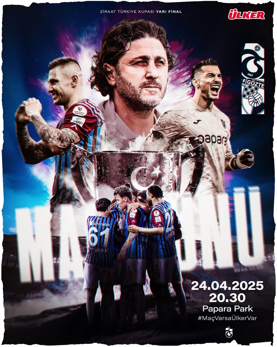 🔥 Bugün ❤️💙
🆚 Göztepe
🏆 Ziraat Türkiye Kupası Yarı Final
⏰ 20.30
🏟 Papara Park
📲 #TSvGÖZ

<a href="/Ulker/">Ülker</a> | #MaçVarsaÜlkerVar