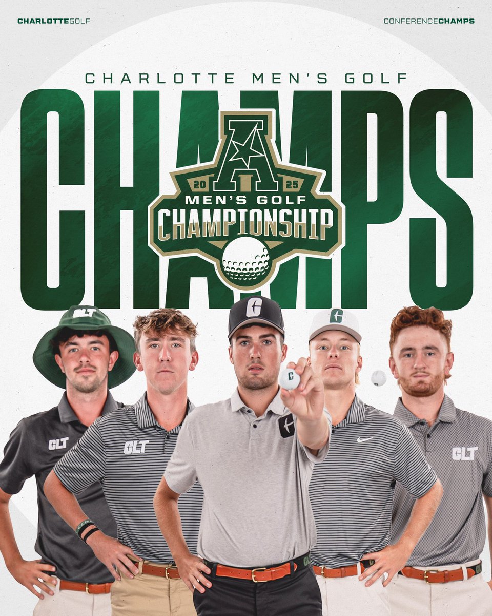 Charlotte 49ers (@charlotte49ers) on Twitter photo CHAMPS. SECURED. π
<a href="/CharlotteMGolf/">Charlotte Men's Golf</a> claims the 2025 <a href="/American_Conf/">The American</a> Championship title! CHAMPS. SECURED. π
<a href="/CharlotteMGolf/">Charlotte Men's Golf</a> claims the 2025 <a href="/American_Conf/">The American</a> Championship title!