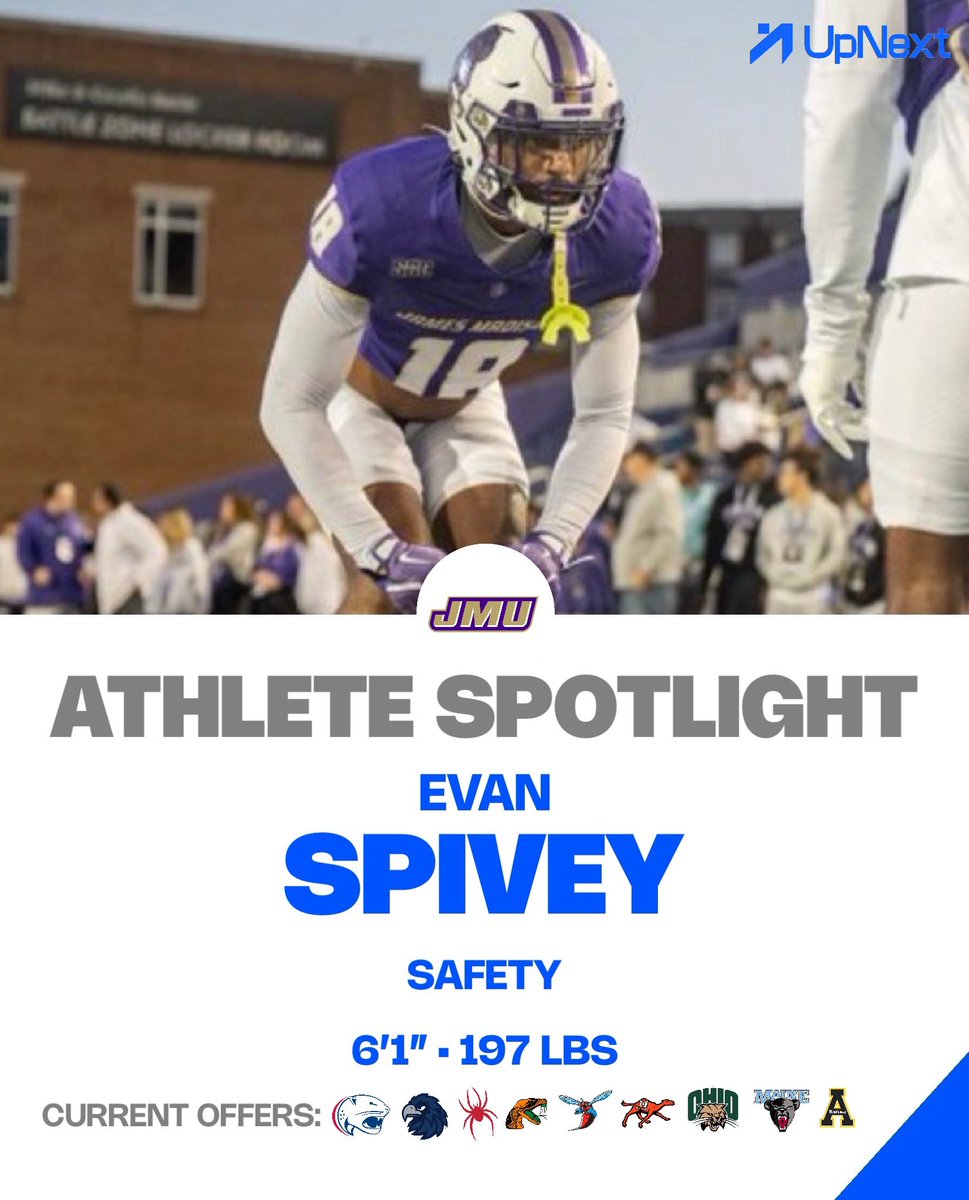 UpNext | Transfer Athletes (@upnexttransfer) on Twitter photo Athlete Spotlight: <a href="/EvanSpivey_/">Evan Spivey</a>
He’s a 6’0”, 180 lb DB from JMU with twitch, instincts, and serious ball skills. He’s gaining traction fast in the portal with multiple D1 offers and plenty of interest.
See why he’s a name to watch.. #UpNextAthlete
➡️ UpNext.team/athlete/f6ff94… Athlete Spotlight: <a href="/EvanSpivey_/">Evan Spivey</a>
He’s a 6’0”, 180 lb DB from JMU with twitch, instincts, and serious ball skills. He’s gaining traction fast in the portal with multiple D1 offers and plenty of interest.
See why he’s a name to watch.. #UpNextAthlete
➡️ UpNext.team/athlete/f6ff94…