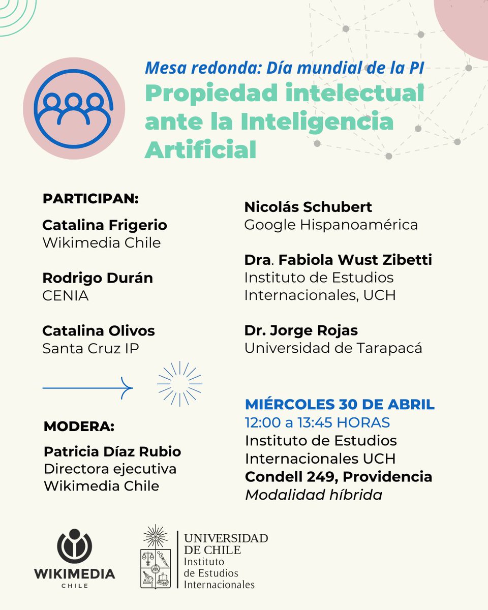 Este Día Mundial de la Propiedad Intelectual, únete a una conversación urgente y necesaria 🗣️ Una mesa redonda con voces expertas del sector público, privado, la academia y la sociedad civil. 
✍️Inscríbete en forms.gle/wP6RYrxyg1uGME…