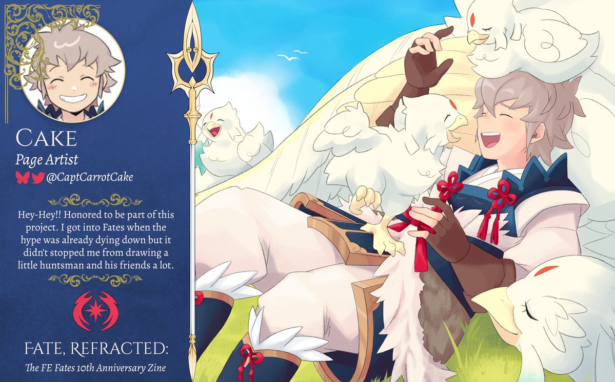 Fate, Refracted @ CREATION PERIOD! (@fefateszine) on Twitter photo Today we're delighted to introduce our next artist, and Kiragi's biggest fan, <a href="/CaptCarrotCake/">Captain Cake</a>! Cake's favorite Fates character is...Kiragi!! Today we're delighted to introduce our next artist, and Kiragi's biggest fan, <a href="/CaptCarrotCake/">Captain Cake</a>! Cake's favorite Fates character is...Kiragi!!
