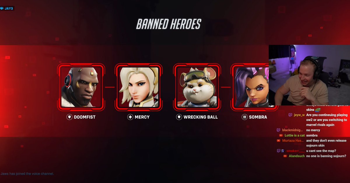 Jay3OW's tweet image. First game of comp with bans...

I feel evil but you know, gotta learn more than 1 hero.