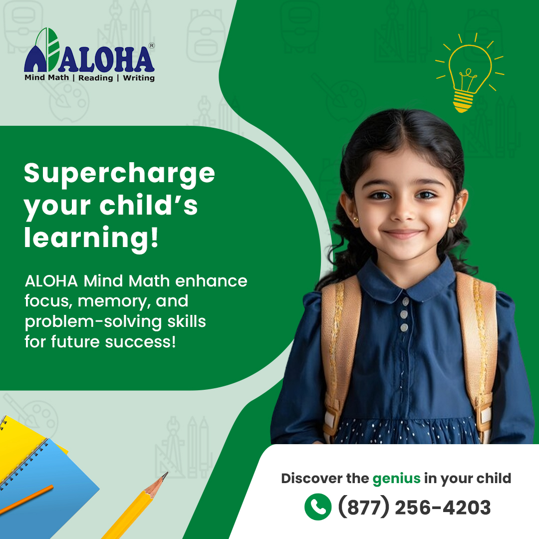 AlohaKidsMath's tweet image. Empower your child with stronger focus, memory, and problem-solving skills through ALOHA Mind Math.
Enroll today and set the foundation for lifelong success.
For more information,
👉👉alohamindmath.com
📞📞(877) 256-4203
#mathprogram #mathlearningcenter #writingprogram