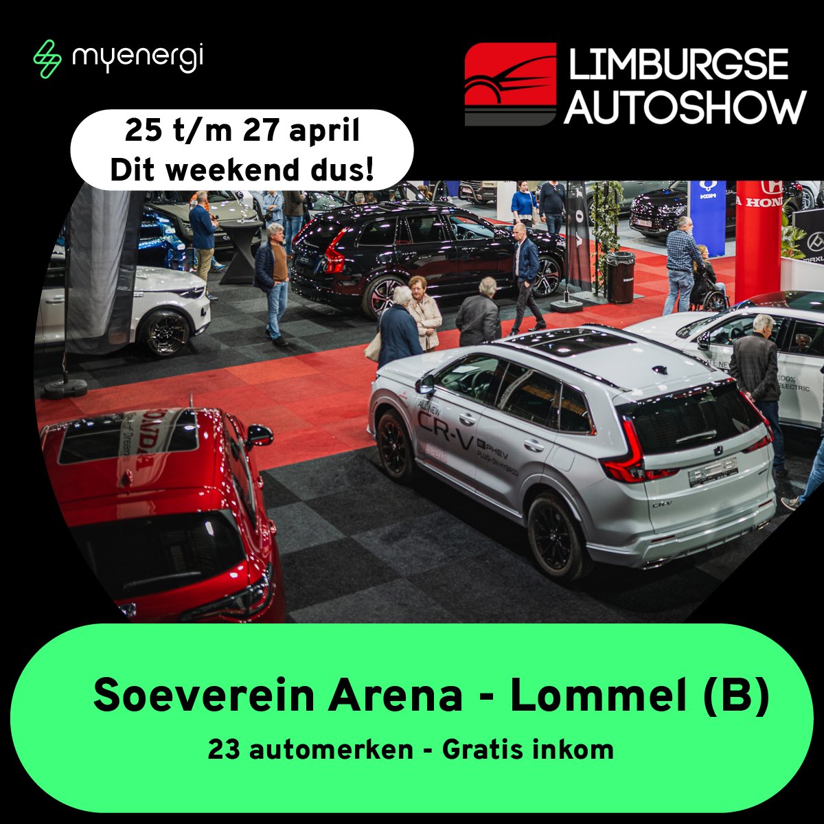 📍 We staan dit weekend op de Limburgse Auto Show in Lommel! 🚗☀️

Kom ontdekken hoe je jouw elektrische auto oplaadt met 100% eigen zonnestroom — rechtstreeks van je dak, zonder terugleverkosten of netoverbelasting. 🔋⚡

Bezoek onze stand en laat je inspireren door slimme