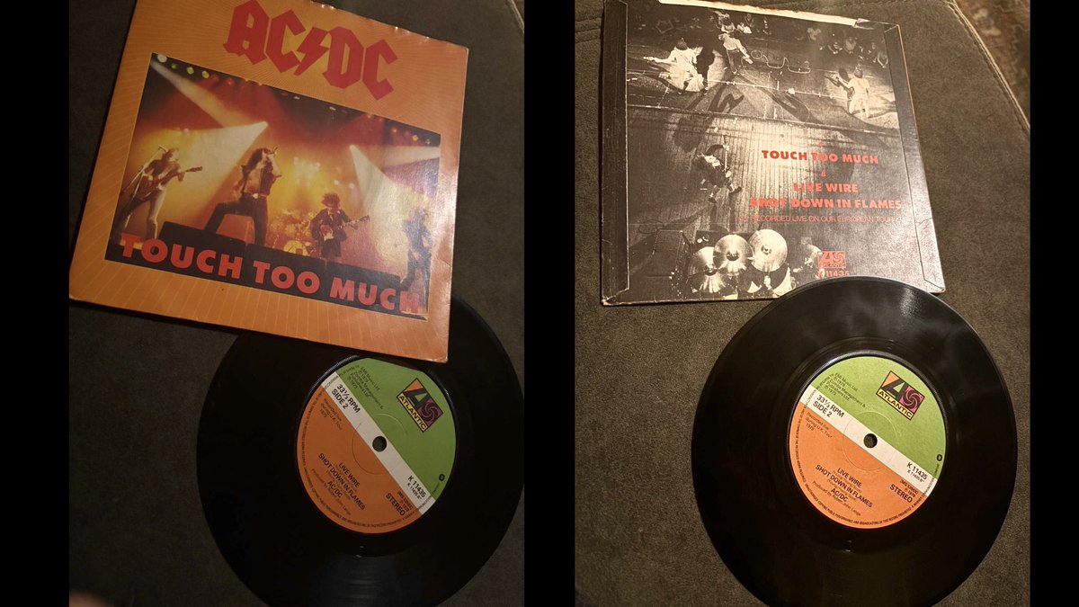 Going through vinyl singles found this AC/DC what I bought as a nipper, got the same label both sides of the record. Anyone know if it’s worth anything? #factoryerror
#rarevinyl
#wronglabel
#acdc
#vinyl
#single
#touchtoomuch
#livewire
#shotdowninflames