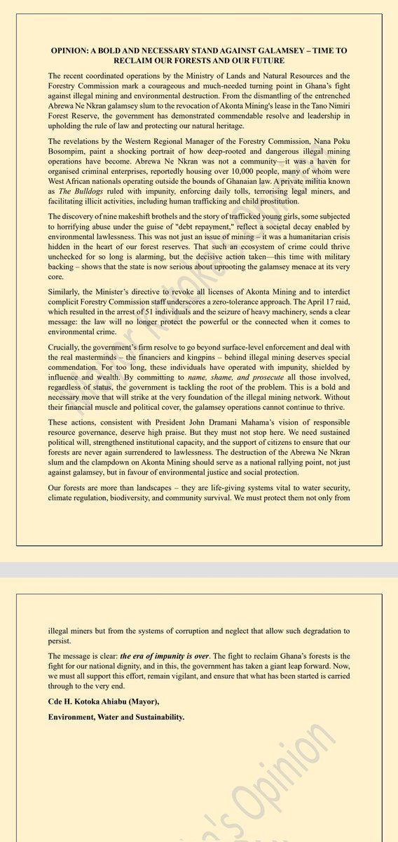 MayorKoku's tweet photo. Opinion on the fight against Galamsey https://t.co/IVxBEl5APx