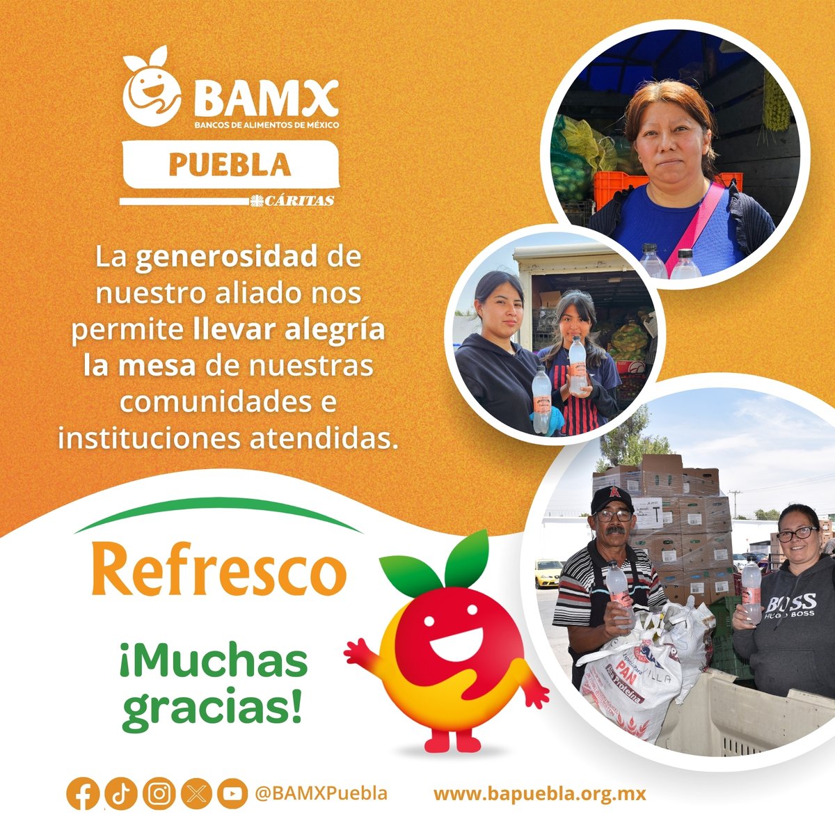 BAMXPuebla's tweet image. Agradecemos a nuestro aliado #REFRESCO por sus valiosas donaciones, que han llegado directo a los hogares de la personas que atendemos diariamente.

Gracias REFRESCO, por compartir un producto que representa un momento de alegría compartida.