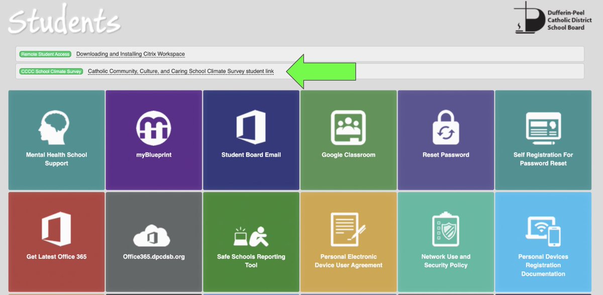 Hi Bravehearts! We want to hear from your children in grades 4-8 and complete a Catholic Community Culture and Caring
CCCC School Climate Survey. It available the their dashboard. Please click the green link to access the survey! Thank you 🩵💚