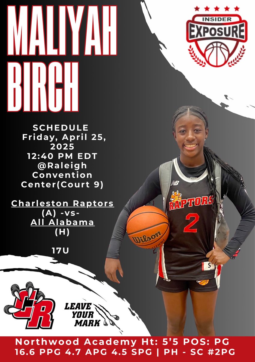 Ginnell Curtis (@ginnellc) on Twitter photo We headed to Raleigh, NC this weekend. College Coaches come check us out- Charleston Raptors 17U. First game is listed, next games depends on if we win or lose - will update. <a href="/CoastalWBB/">Coastal Womenβs Basketball</a> <a href="/ClaflinWBB/">Claflin Womens Basketball</a> <a href="/ngu_wbb/">NGU_WBB</a> <a href="/FM_WBB/">Francis Marion WBB</a> <a href="/CSUBucsWBB/">Charleston Southern Womenβs Basketball</a> <a href="/FurmanWBB/">Furman Women's Basketball</a> <a href="/uncwwbb/">UNCW Women's Basketball</a> We headed to Raleigh, NC this weekend. College Coaches come check us out- Charleston Raptors 17U. First game is listed, next games depends on if we win or lose - will update. <a href="/CoastalWBB/">Coastal Womenβs Basketball</a> <a href="/ClaflinWBB/">Claflin Womens Basketball</a> <a href="/ngu_wbb/">NGU_WBB</a> <a href="/FM_WBB/">Francis Marion WBB</a> <a href="/CSUBucsWBB/">Charleston Southern Womenβs Basketball</a> <a href="/FurmanWBB/">Furman Women's Basketball</a> <a href="/uncwwbb/">UNCW Women's Basketball</a>