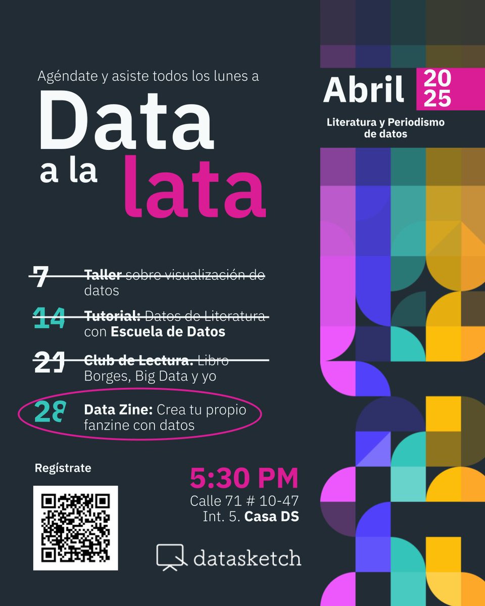Este lunes 28 de abril en Data a la lata vamos a transformar datos sobre derechos laborales y trabajo en relatos visuales que informen, movilicen y conecten a través de fanzines. ¡No faltes! Regístrate bit.ly/4cbgSNY