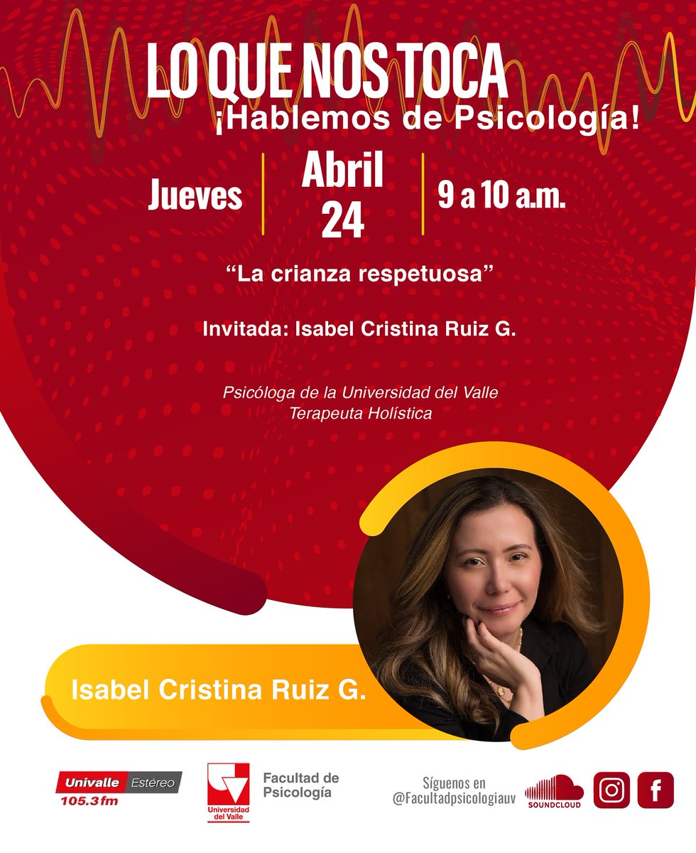 📻Este jueves en Lo que nos toca, hablemos de psicología nos adentramos en un tema que nos toca a todas y todos:
𝐋𝐚 𝐜𝐫𝐢𝐚𝐧𝐳𝐚 𝐫𝐞𝐬𝐩𝐞𝐭𝐮𝐨𝐬𝐚 📷📷
Nos acompaña la Psicóloga 𝐈𝐬𝐚𝐛𝐞𝐥 𝐂𝐫𝐢𝐬𝐭𝐢𝐧𝐚 𝐑𝐮𝐢𝐳📷