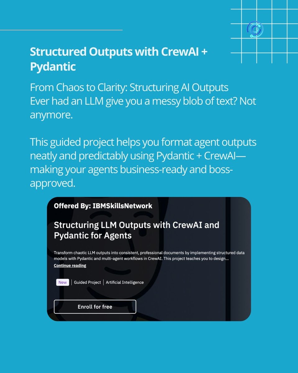 CognitiveClass's tweet image. Stop prompting. Start building.​

Level up your AI skills today &amp;gt; ibm.biz/BdnZX5

#LangChain #LangGraph #CrewAI #AIProjects #MachineLearning #ArtificialIntelligence #FreeLearning #TechSkills