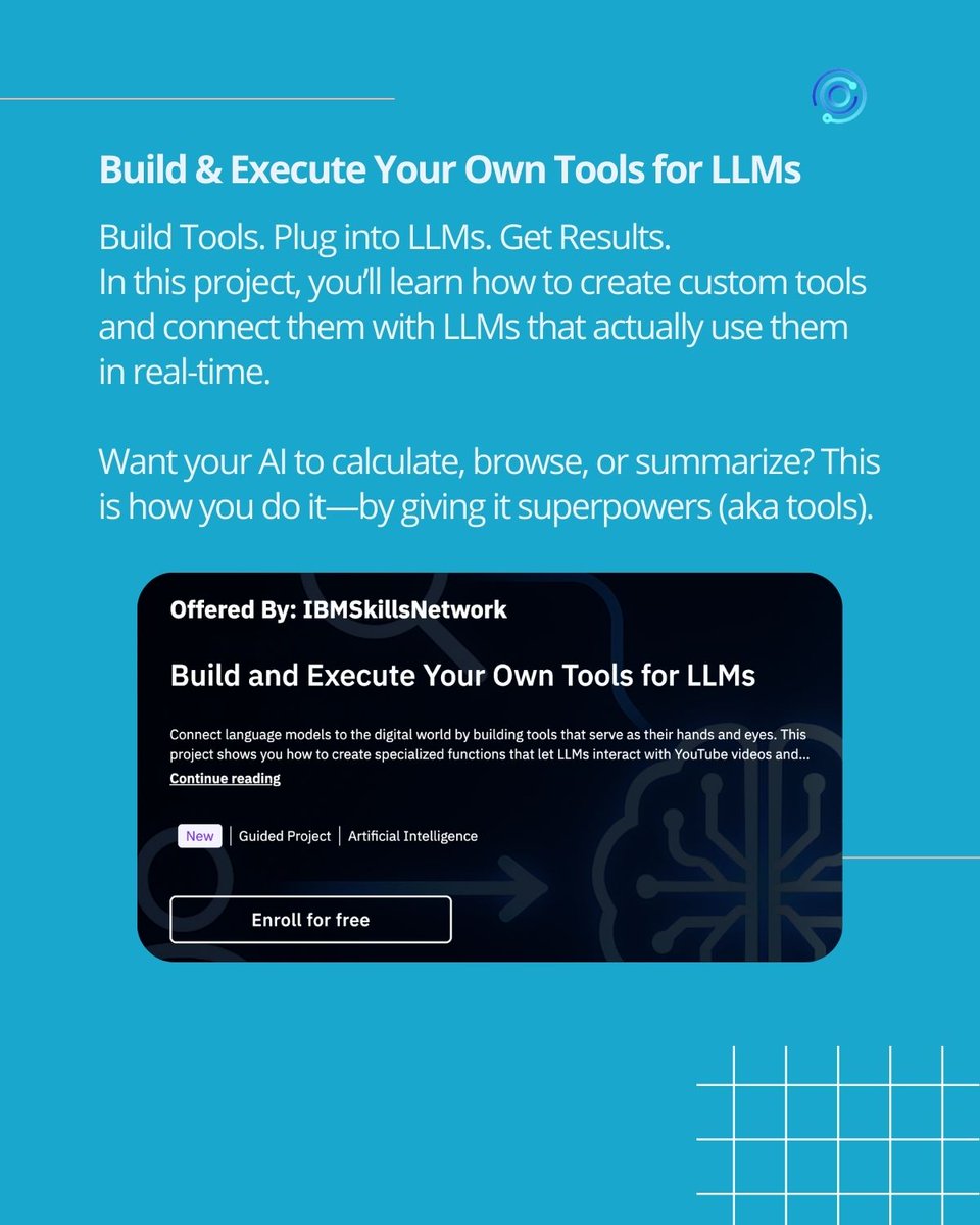 CognitiveClass's tweet image. Stop prompting. Start building.​

Level up your AI skills today &amp;gt; ibm.biz/BdnZX5

#LangChain #LangGraph #CrewAI #AIProjects #MachineLearning #ArtificialIntelligence #FreeLearning #TechSkills