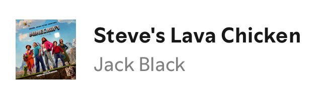 Spotify UK (@spotifyukcharts) on Twitter photo Steve’s Lava Chicken (<a href="/jackblack/">Jack Black</a>) debuts on Weekly Top Songs UK at #160, with 569,556 streams. Steve’s Lava Chicken (<a href="/jackblack/">Jack Black</a>) debuts on Weekly Top Songs UK at #160, with 569,556 streams.