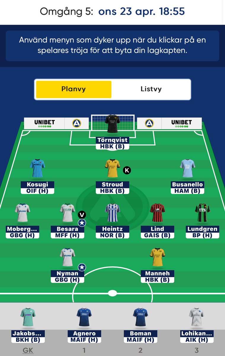 Hemsk start av årets Allsvenskan Fantasy, men nu vänder det!

GW 5:

Tolf➡️Kosugi

Stroud👨‍✈️

OR🌍: 23k