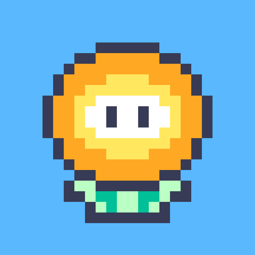 jejekndasmu's tweet image. Practicing pixel art with a classic — the fire flower from Super Mario!
Still learning, but had fun with this one.

#pixelart #supermario #fireflower #pixelpractice #8bitart #gamedev #retrogaming