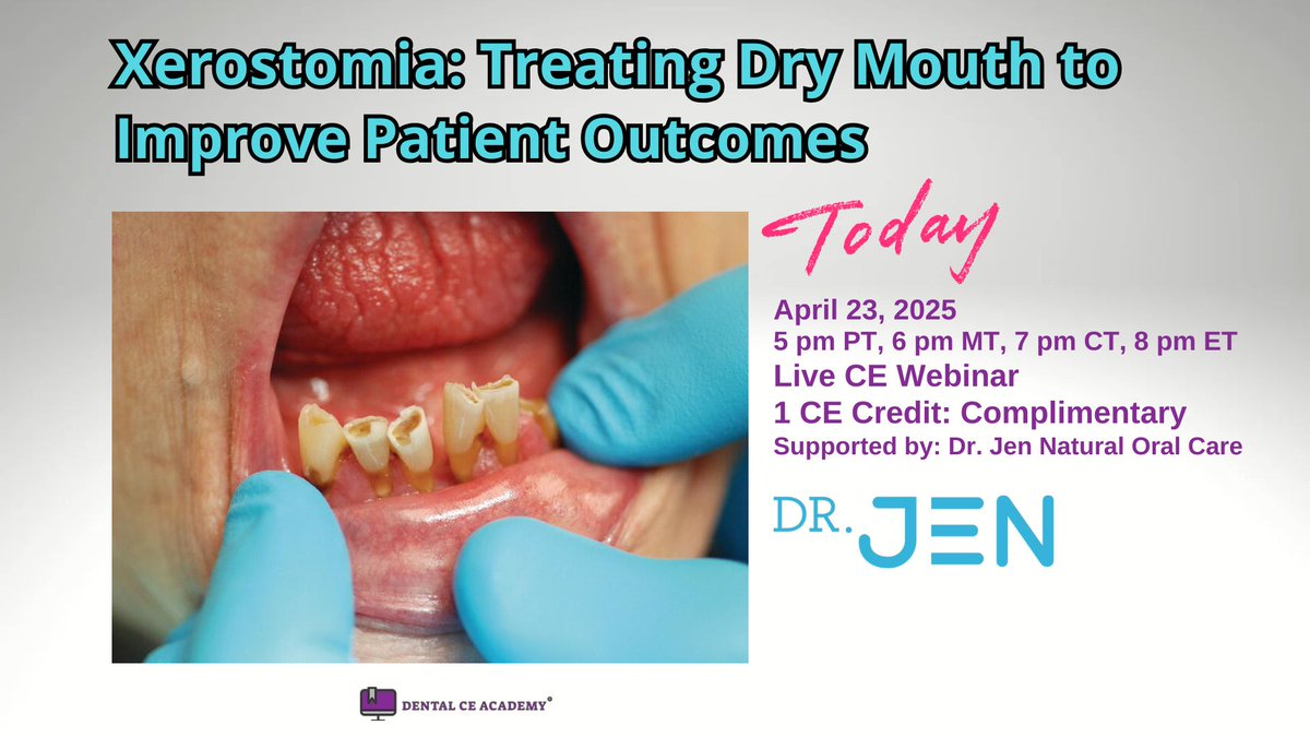 Dry mouth is stealing smiles from 1 in 4 adults! Dentists, hygienists &amp; dental assistants—join our LIVE webinar TODAY “Xerostomia – Treating Dry Mouth to Improve Patient Outcomes.” Earn 1 CE credit, get evidence-based protocols, and snag a FREE Dr. Jen nano-hydroxyapatite